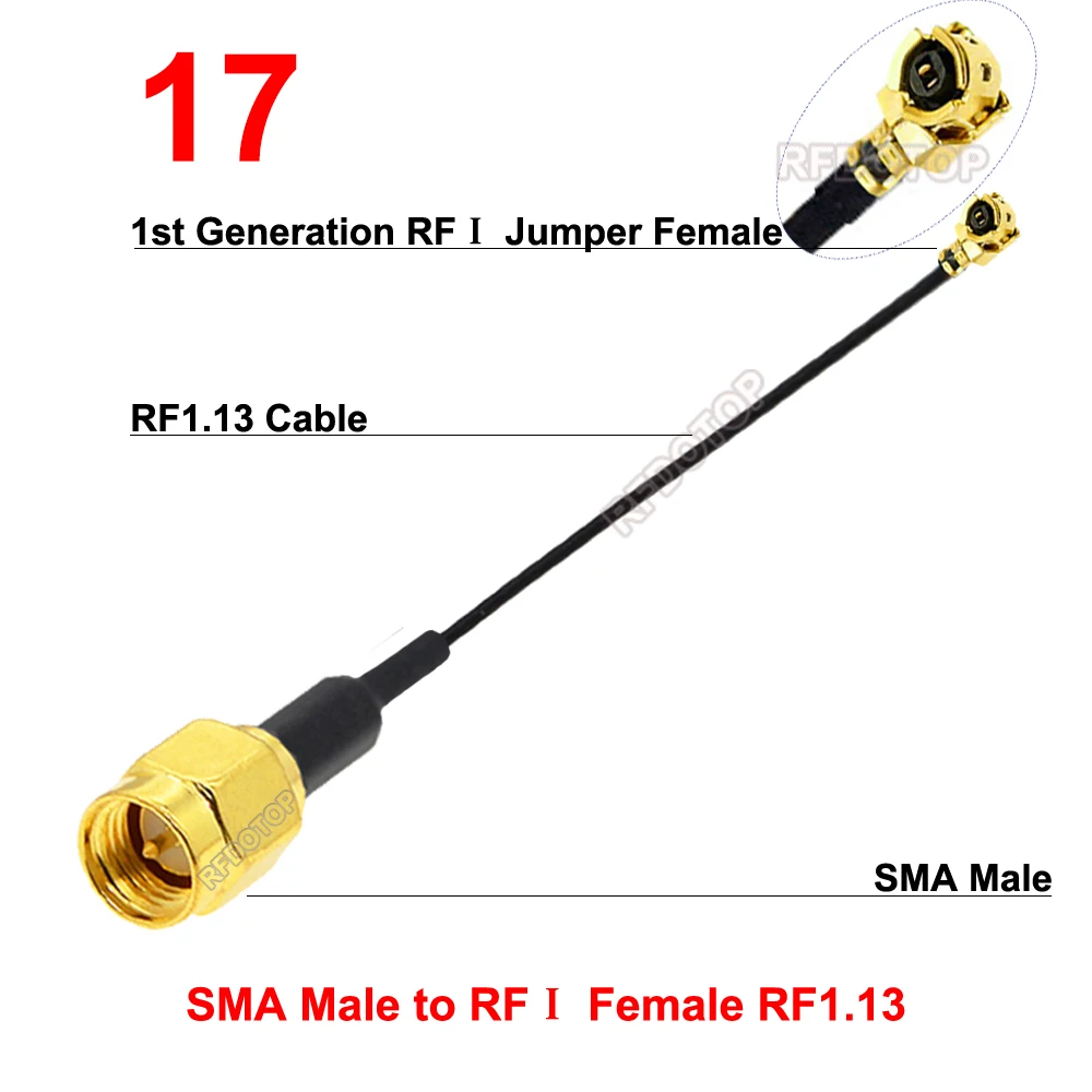 2PCS Wifi Antenna RF1 Jumper 1st Generation SMA Male Connector to uFL/IPX/MHF1 Female Φ1.13RF Cable Extension Pigtail RFⅠ Jumper