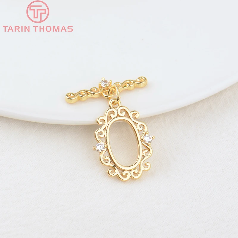 (3254)6 مجموعات 24K الذهب اللون مطلي النحاس مع الزركون البيضاوي الرجعية نمط سوار O تبديل المشابك جودة Diy بها بنفسك مجوهرات اكسسوارات #3