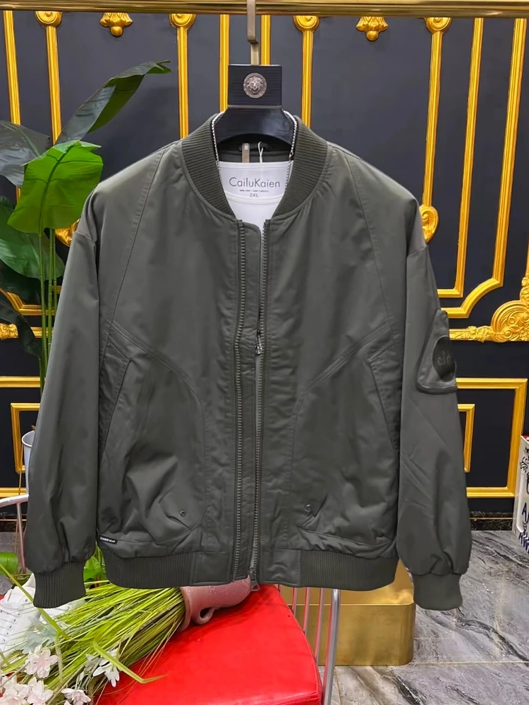 

Двусторонняя мужская куртка-жакет: модная, осенне-зимняя новинка, приталенный крой, антибактериальная, на молнии