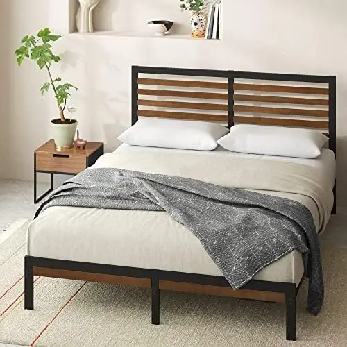 

Kai Bamboo and Metal Platform Bed Frame with Headboard, No Box Spring Needed, Easy Assembly, Full