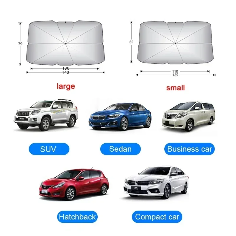 Car Sunshade Durable Stainless Steel Thermal Insulation Telescopic Silver-Coated Windshield Umbrella For Front Gear Easy Amagi image 6