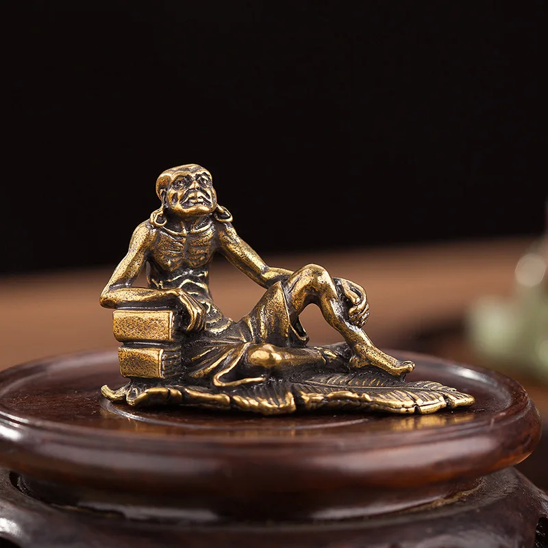 Brass Eighteen Arhat Figurines Set Pure Copper Eighteen Copper Figures Small Figurines Copperware Collectible Crafts Small Gifts