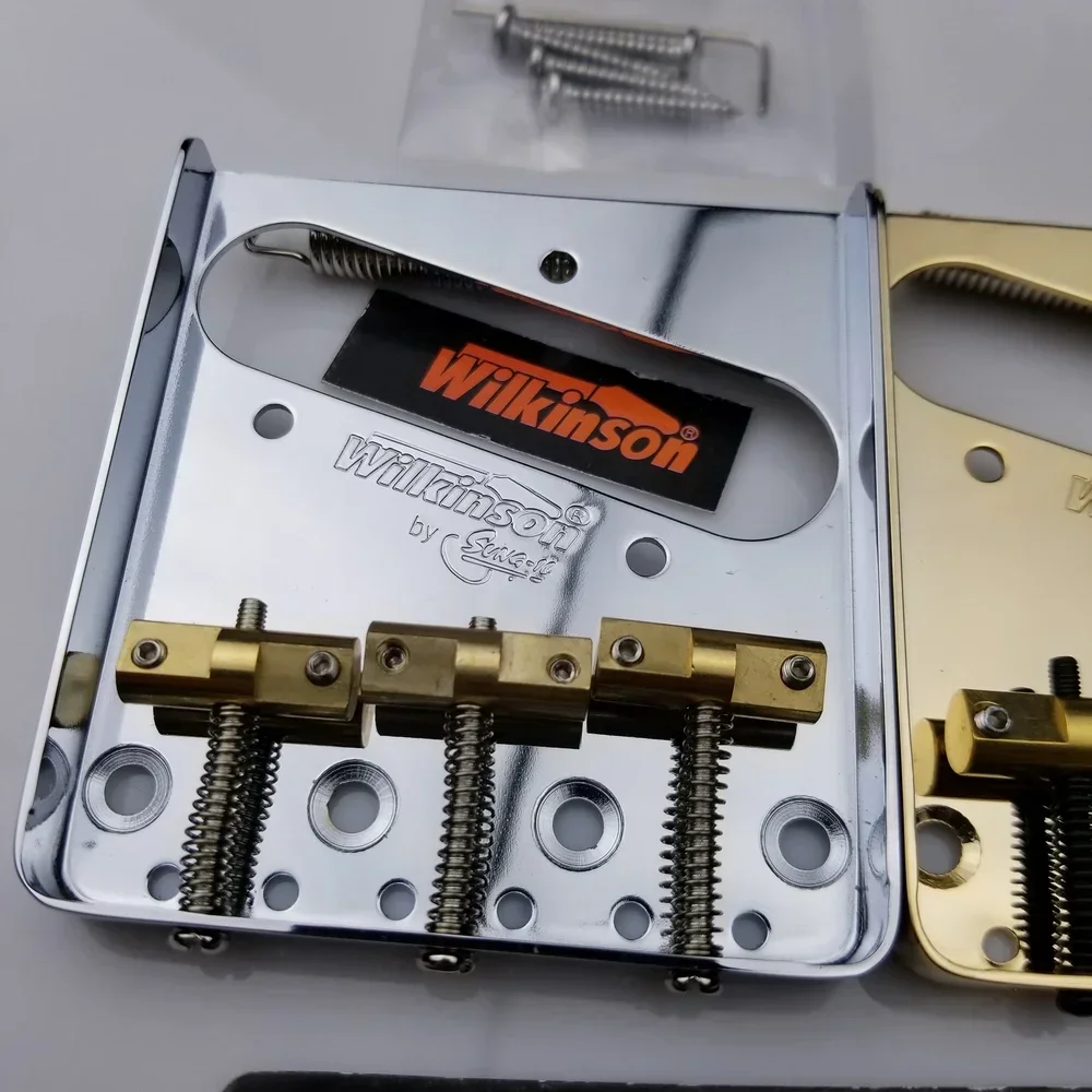 Wilkinson estilo vintage fixo tele guitarra elétrica ponte com selas de latão tl ponte cromo prata preto ouro wtb