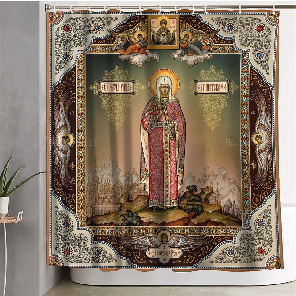 The Mother Of God Russian Icons Religious Bible St Catherine Of Alexandria The Holy Rosary Assumption Of Mary Shower Curtain