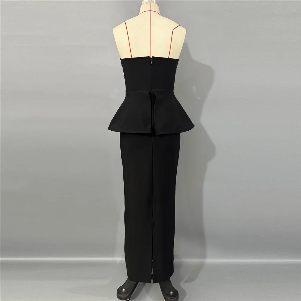 Abito da sera da donna invernale 2025 con strass, corsetto, abito lungo da donna elegante, nuovo Y2K, reggiseno per abito da festa di alta qualità