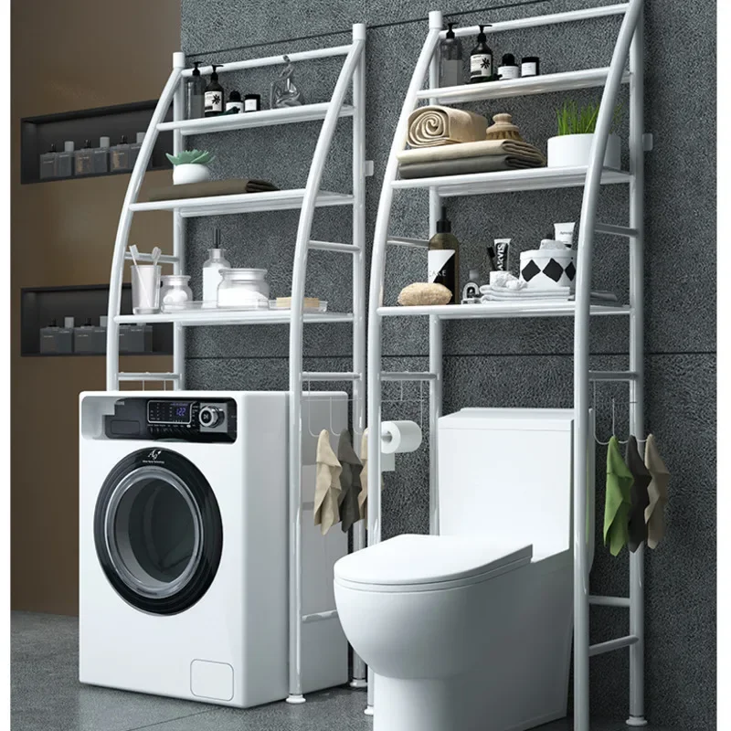 

Spacious Bathroom Storage Rack Strong Load-Bearing Wall-Mounted and Floor Stand Unit for Washing Machine and Toilet