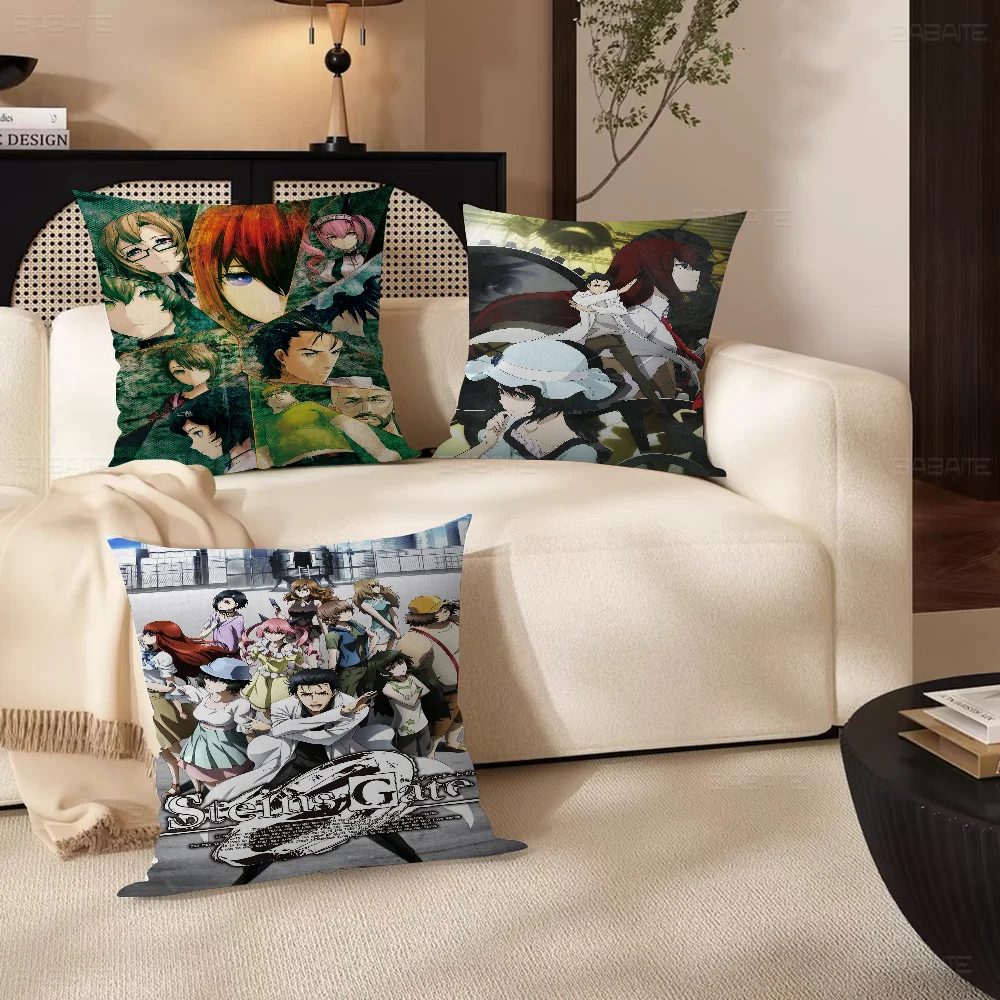 

Anime Steins Gate Pillowcase Toon Gift Cushion Cover Bedroom Home Sofa Chair Seat Decor Pillow Case