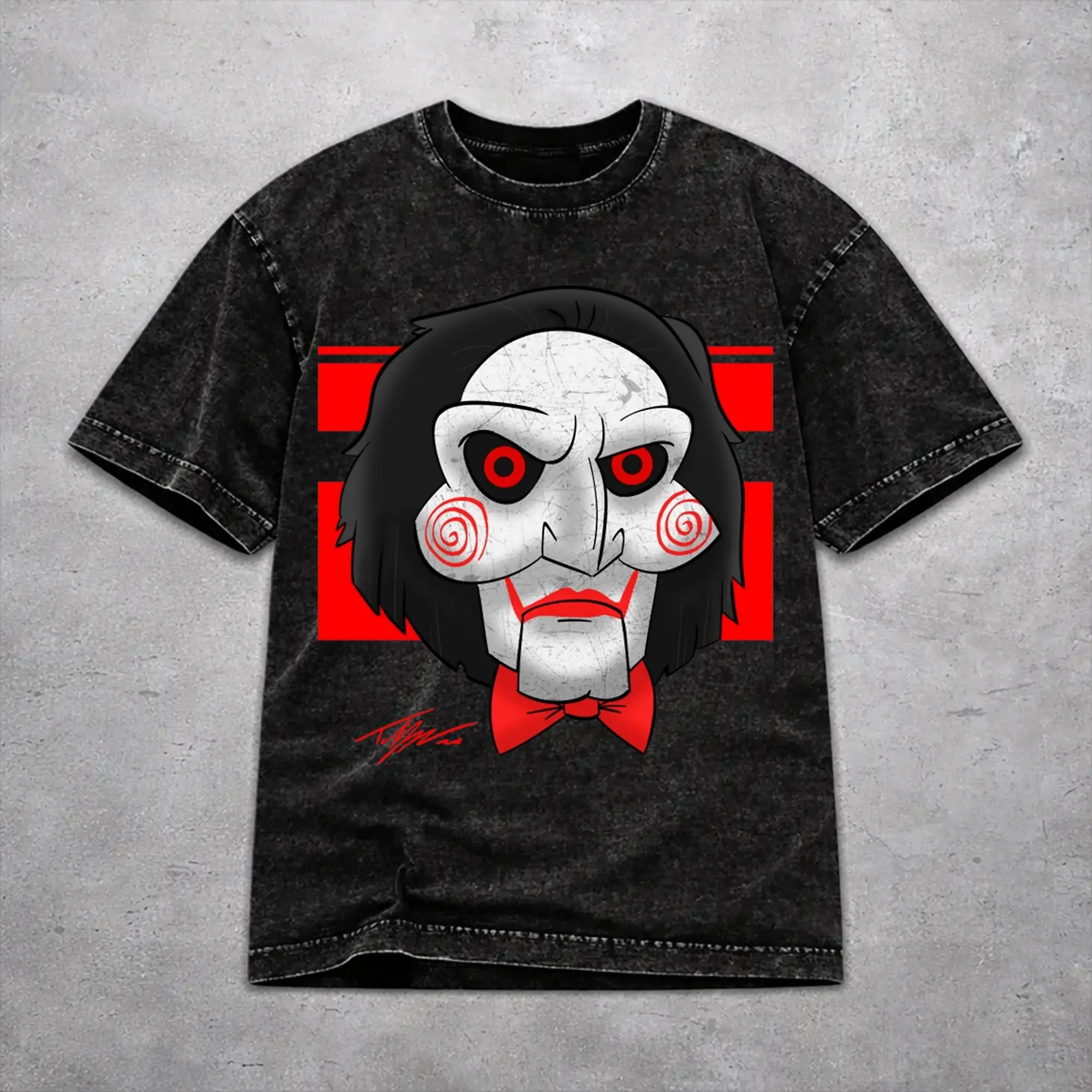 Vintage Saw Horror Movie Merch T Shirt for Men Women  Washed Style Tee Shirt Clothes