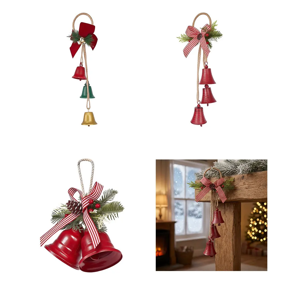 Festive Christmas Jingle Bell Garland Metal Hanging Bell String Decor Xmas Tree Door Wall Ornament For Home Party New Year Decor