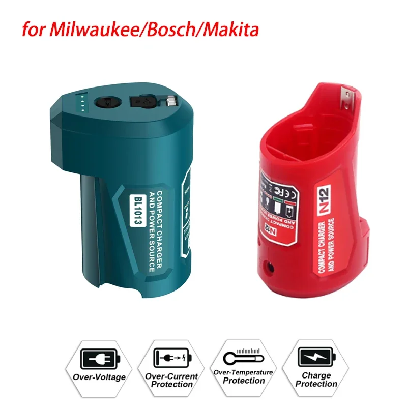 Battery Power Adapter Heated Jackets for Milwaukee/Bosch/Makita 12V 10.8V Lithium Battery Power Supply Battery Charger USB Port