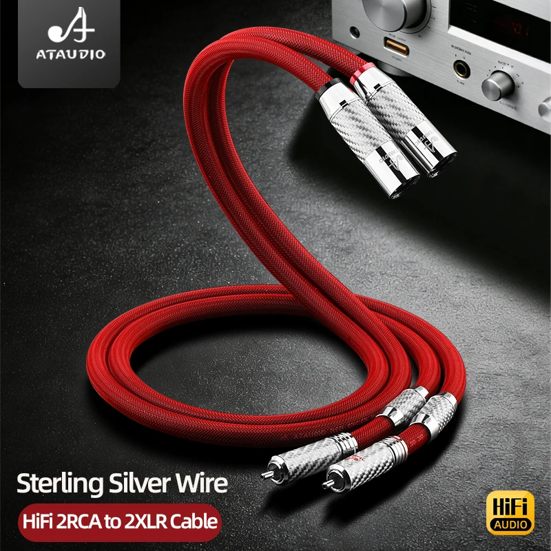 Hifi Dual XLR Male to Dual RCA Male Cable Pure silver 2 XLR to 2 RCA Audio Wire for DVD Amplifier