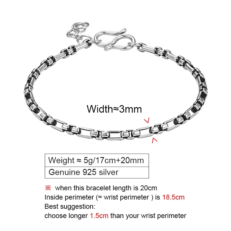 ZABRA S925 Silver Japanese and Korean Fashion Bracelet Men's Trend Hip-hop Simple Personality Jewelry Gift