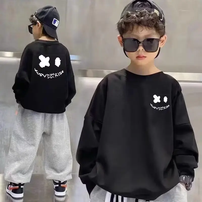 Magas minőségű boys' Gyapot sweatshirts hoodies Ősz stv sleeved Póló Koreai Legújabb divat Imprimé kelme sportswear children's O nyakú felső