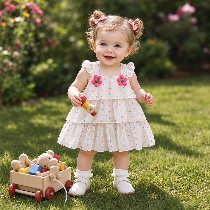 White Baby Girls Dresses Sleeveless Thin Breathable Children Clothes Summer Flowers Casual Toddler Kids Costume 0 to 3 Years Old