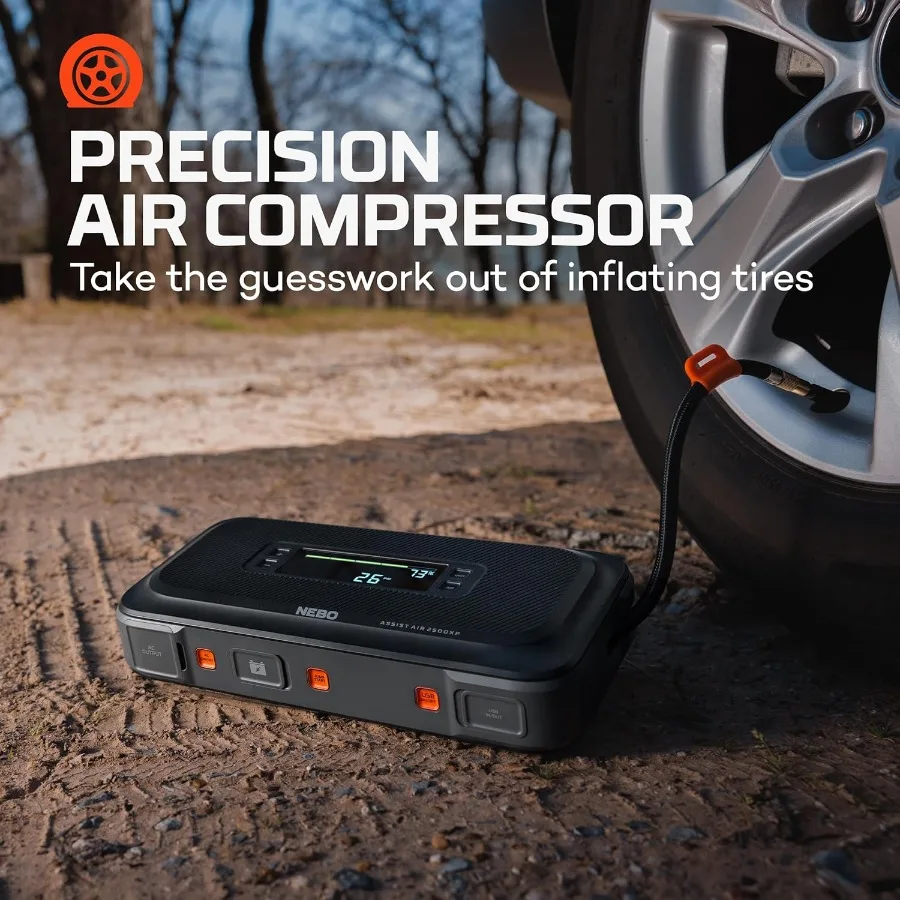 مساعدة الهواء 2500XP + Jump Starter وضاغط الهواء 4 في 1 جهاز الطوارئ للسيارات مع قوة 2500 أمبير 150 رطل لكل بوصة مربعة Air Com #3
