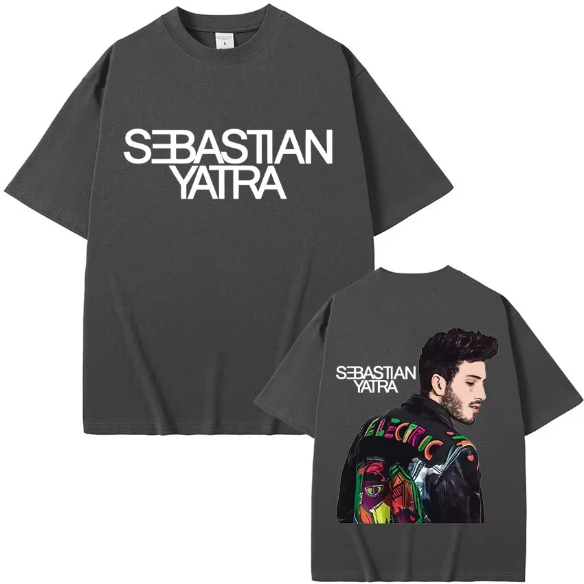 Herren Hip-Hop Gothic Streetwear Übergroßes lässiges Rundhals-Baumwoll-T-Shirt für Teenager-Sänger Sebastian Yatra Album Tour T-Shirt