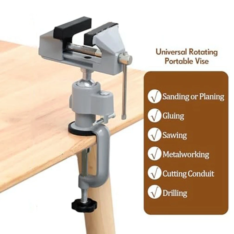 2 Bench Vise Rotate For Crafting,Woodworking, Modeling,Sculpting, Painting, Drilling