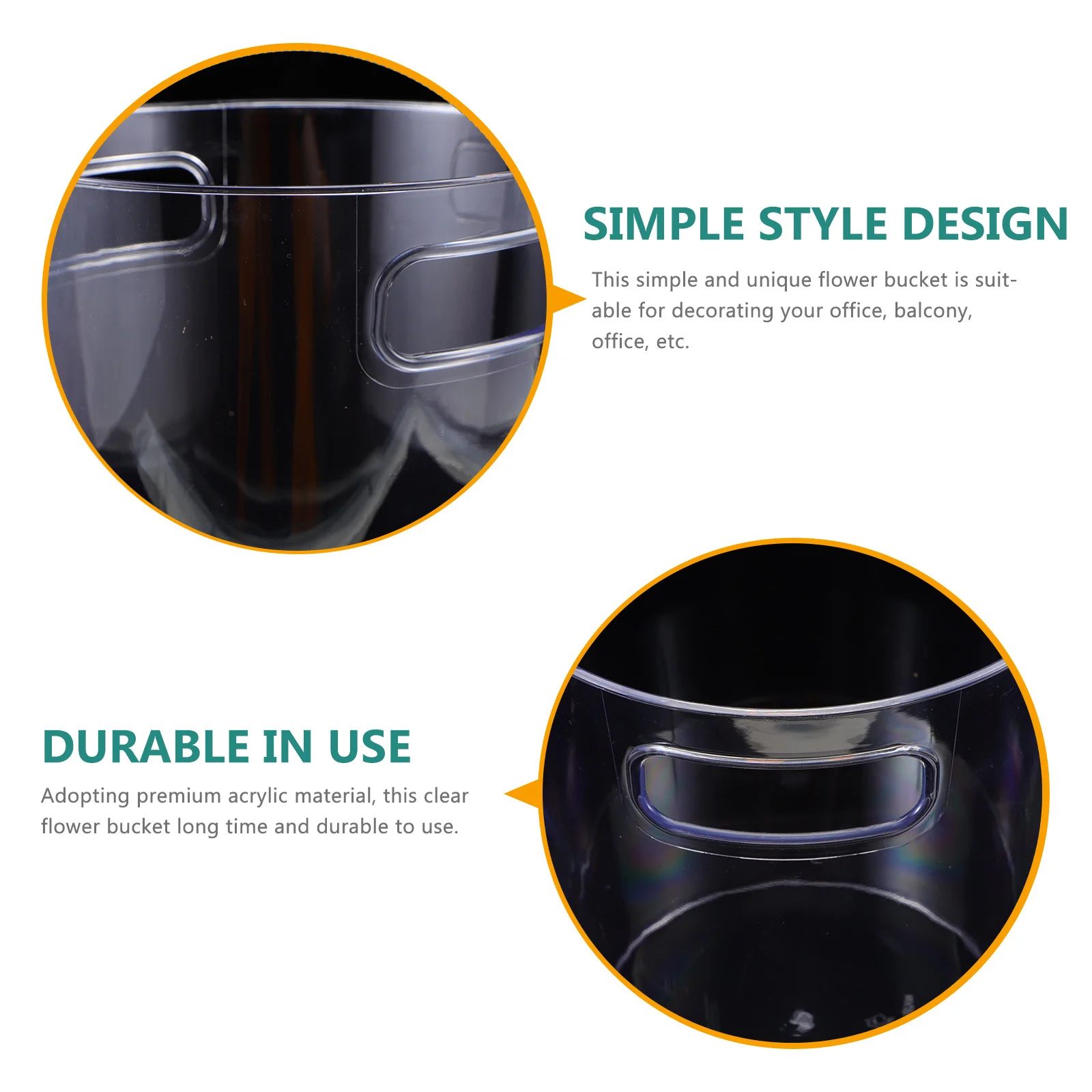 

Clear Acrylic Bucket For Home Office Decor Desktop Plant Vase Flower Preservation Container Wedding Arrangement Storage