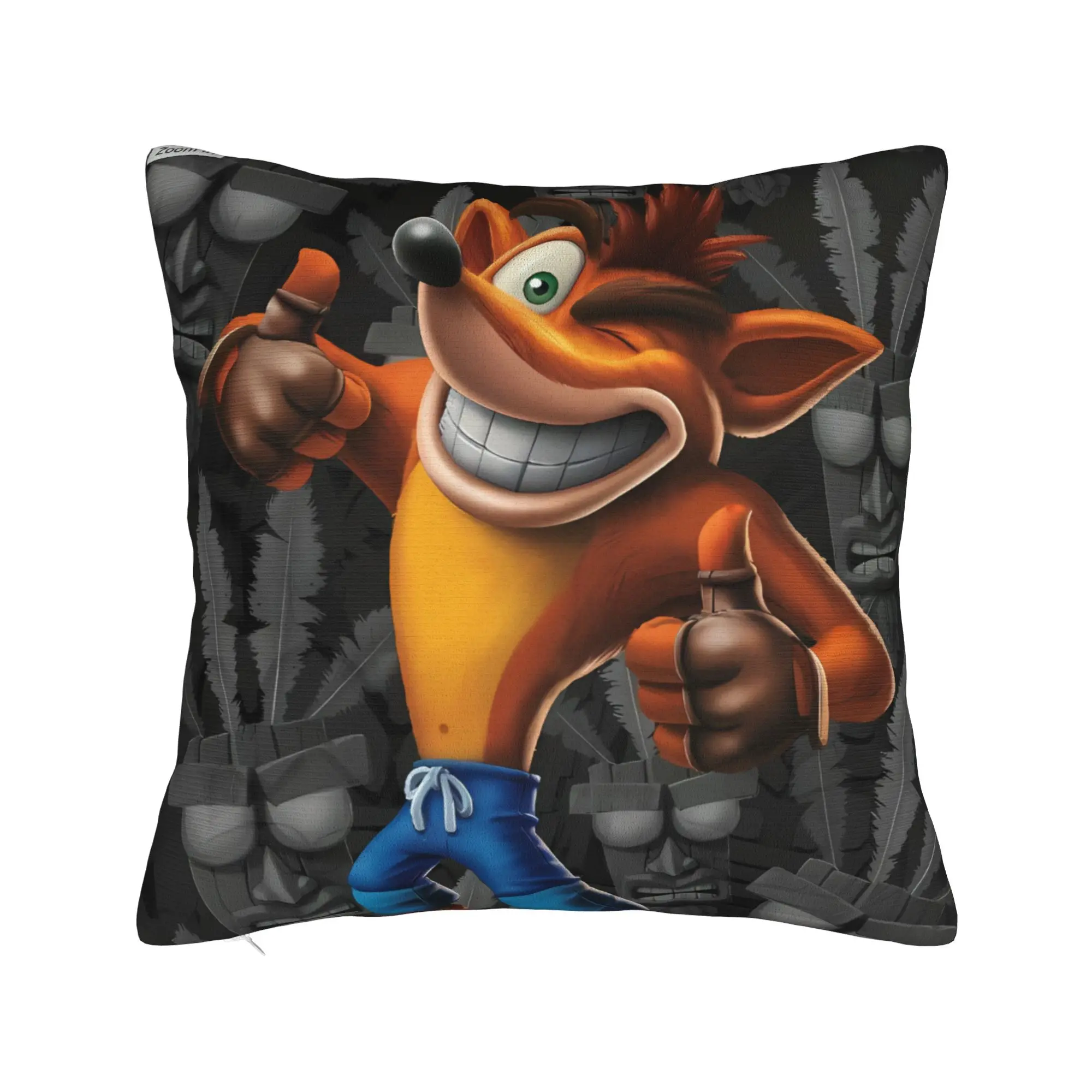 Crash Bandicoot Stone Print Pillow Case  Cute Funny Pillow Cover Comfy Pillowcases For Office Car Home Decor