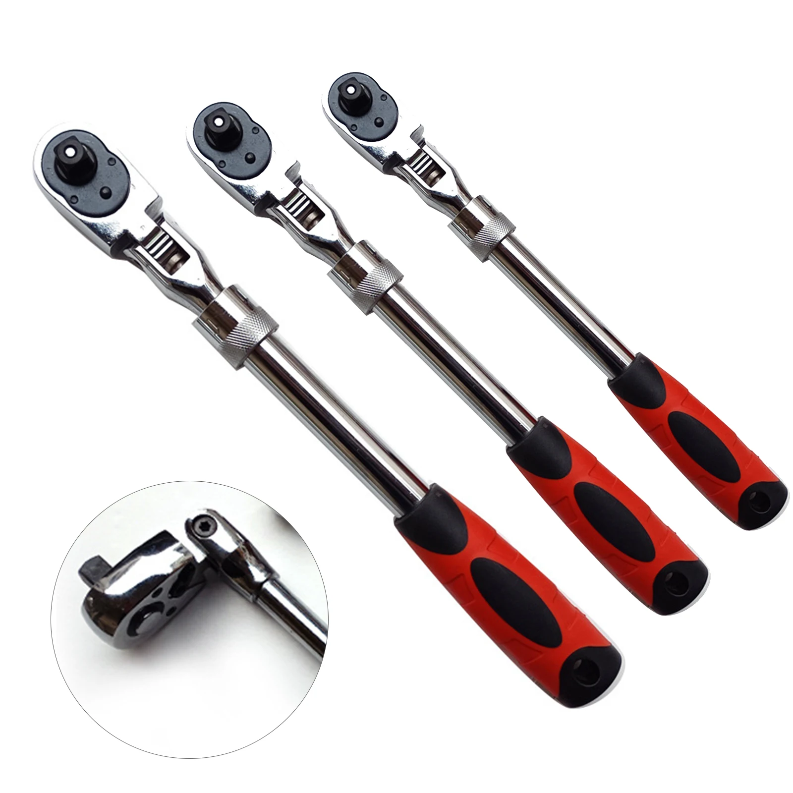 

1/4 1/2 Ratchet Wrench 3/8 Telescoping 72 Teeth Socket Wrench 180° Movable Head Spanner Mechanical Workshop Tools For Car Drive