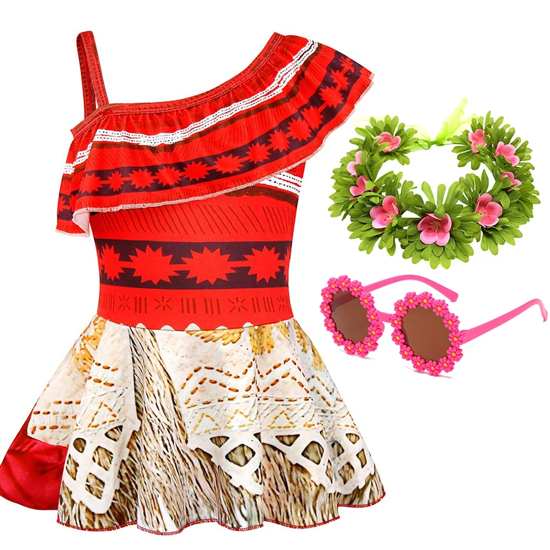 Girls Princess Theme Swimsuit Set for Summer Beachwear Pool Party Kids Moana Anna Elsa Rapunzel Belle Swimwear Bathing Suit