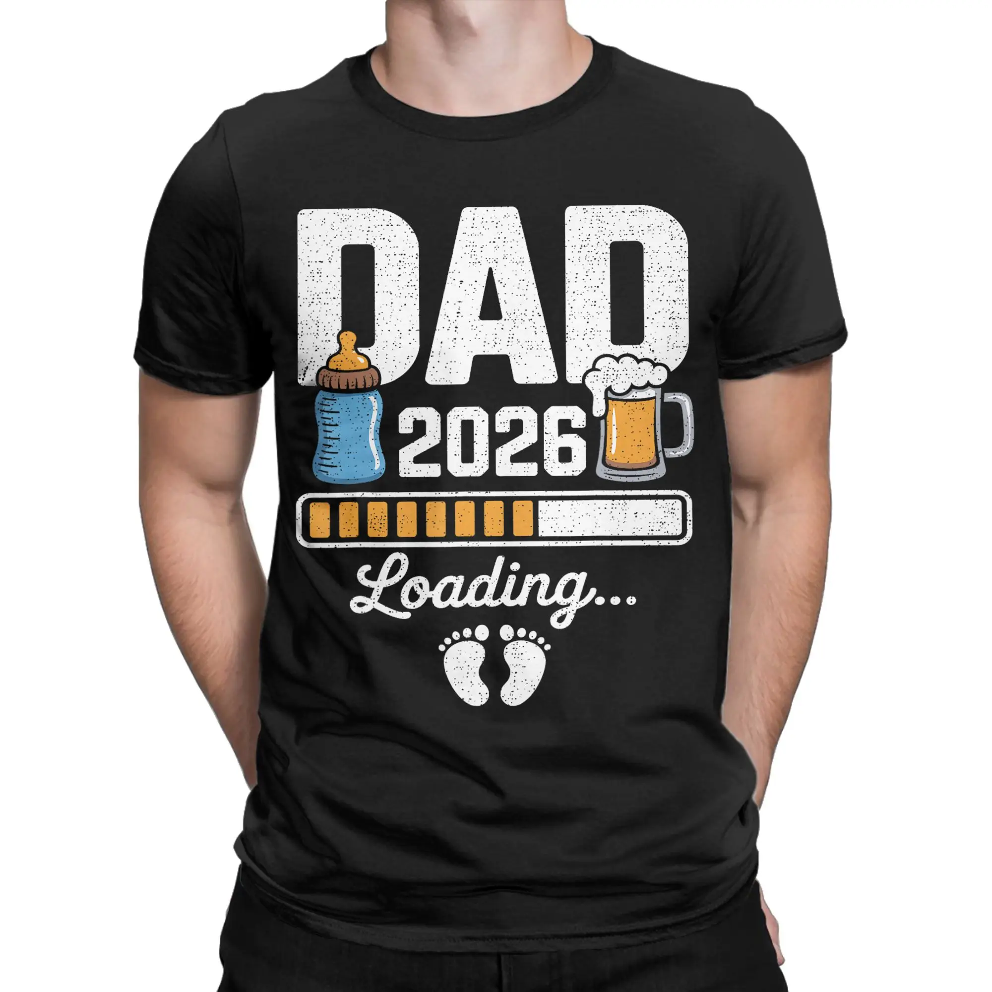 Vintage Dad 2026 Loading T-Shirt Men Women's O Neck Cotton T Shirt Father's Day Short Sleeve Tees Birthday Gift Clothes