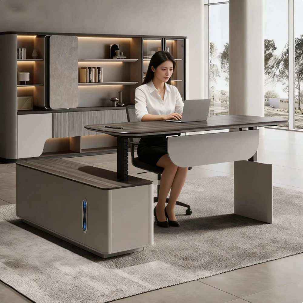 

Электрический регулируемый по высоте стол-трансформер для руководителя, трехсекционный, с металлическим каркасом, для административного офиса