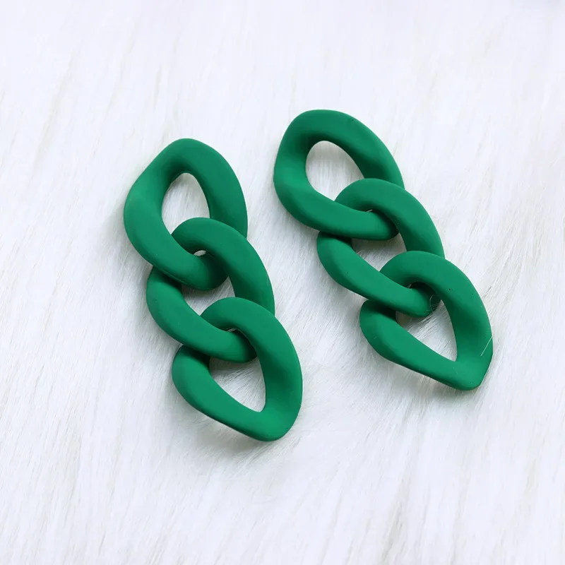 Colorful Acrylic Chain Drop Earrings For Women Bohemian Simple Design Link Long Earrings New Fashion Party Jewelry