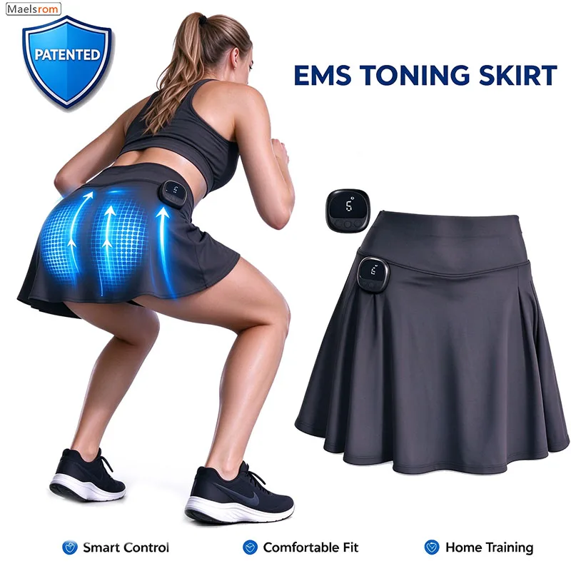 EMS Toning Skirt Women Muscle Fitness Stimulator Rechargeable High Waist For Home Gym Travel Stretch Breathable Quick Dry