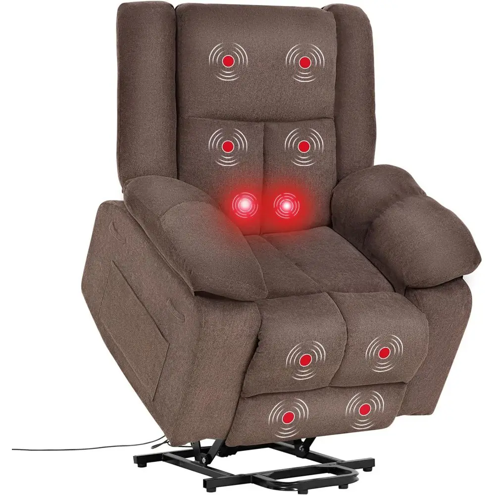 

Electric Power Recliner with Massage, Heat & Extended Footrest for Comfortable Living Room Seating
