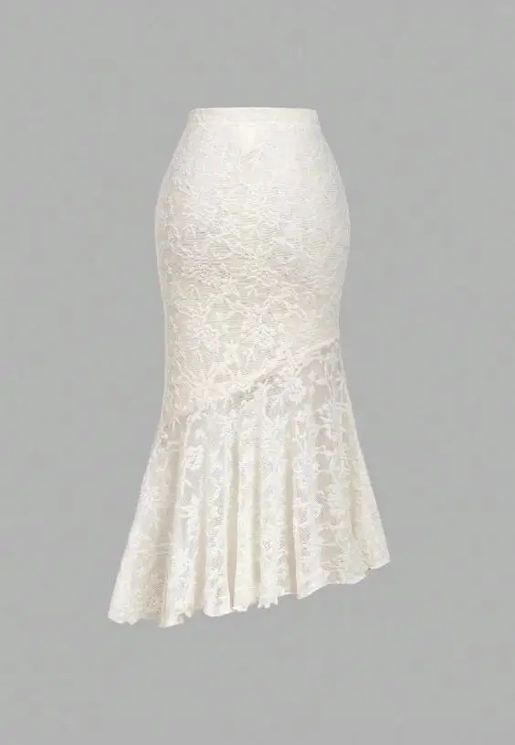 

2026 Spring/Summer New Women's Fashion Sexy Elegant High Waist Fish Tail Lace Half Skirt Women's Wear