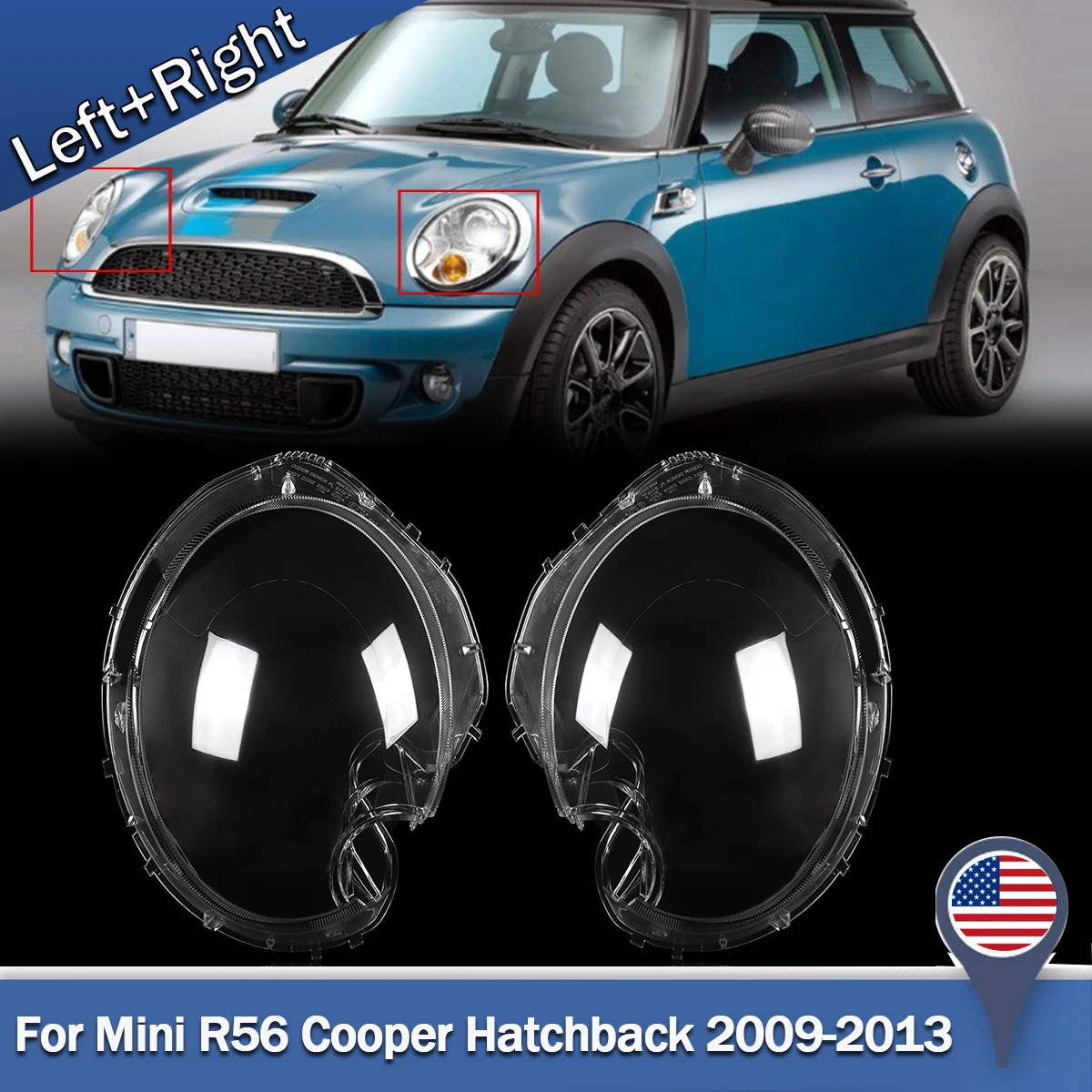 SAIQINGSP Fits BMW Mini Cooper R56 Hatchback 2009-2013 Model Headlight Lens Cover Left & Right Side) Car Accessories Tools