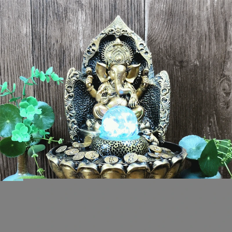 Lucky Ganesha Statue Elephant Hindu God of Success Resin India Idol Desktop Water Fountain Perfect Gifts for Wedding and Diwali - view 5