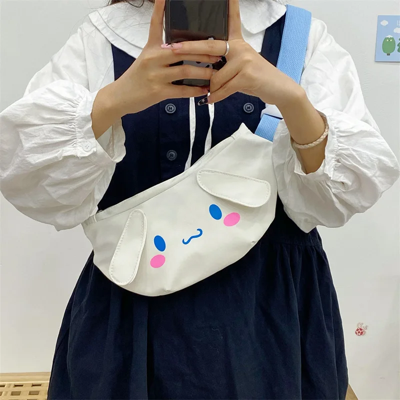 Cartoon Sanrio Women's Chest Bag Kuromi My Melody Cinnamoroll Casual Crossbody Bags Fashion Waist Bag Phone Bag Girl Gift