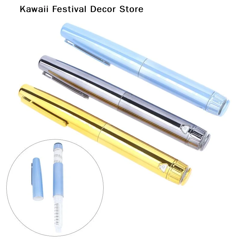 【K】1Pcs Metal Reusable V4 Injection Pen With Pen Case Adjustable 3ml Empty Cassette Bottle Insulin Injector Pen