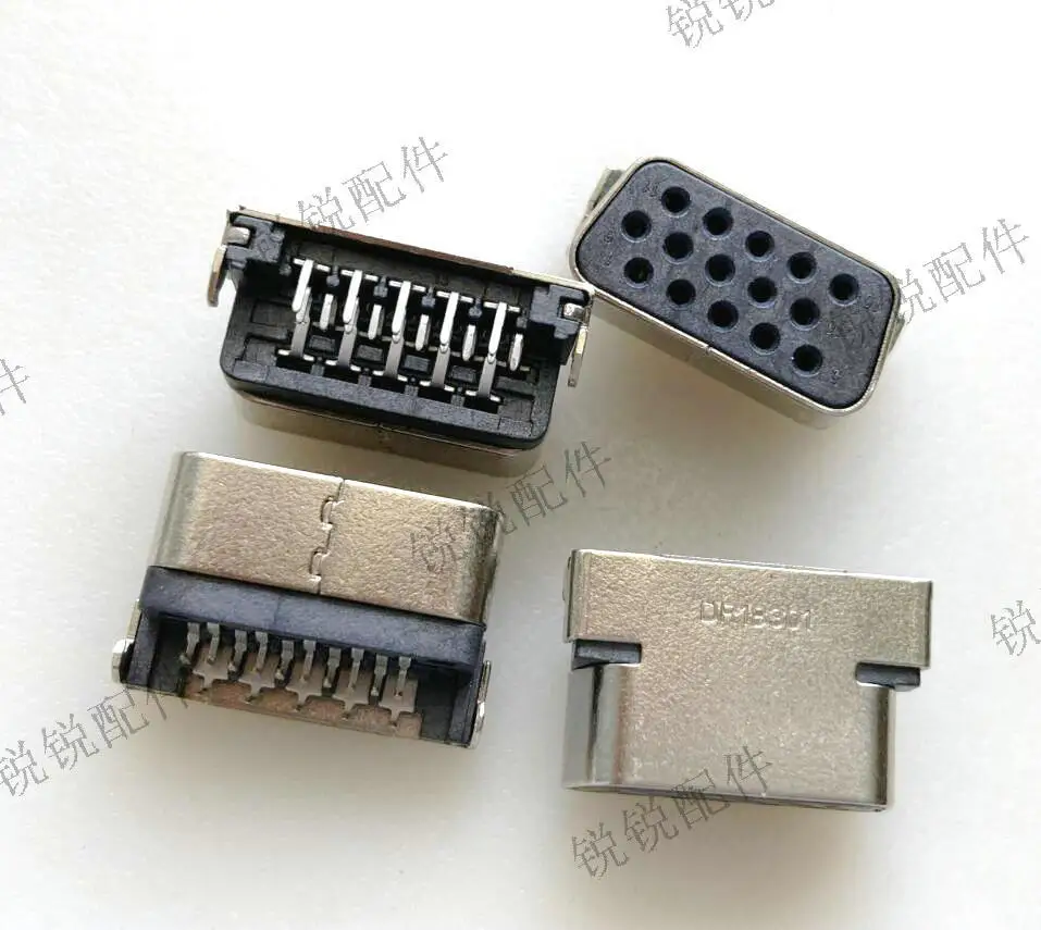 Fro Taiwan-made VGA plug D-SUB female seat, two rows of 15 pins, sinking plate VGA video connector, serial port connector