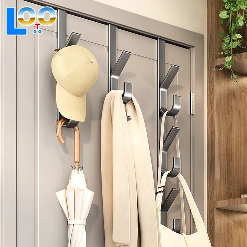 خطاف باب سهل التركيب - رف معطف معدني قوي، مناسب للملابس والقبعات والحقائب - تصميم موفر للمساحة، مناسب لغرفة النوم