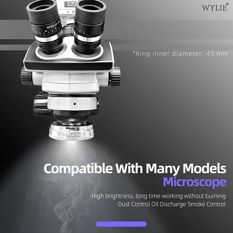 WYLIE WL-208V Microscope Polarized Light Source Ring Light 64 LED Large Lamp Beads USB Interface Adjustable Brightness Repair