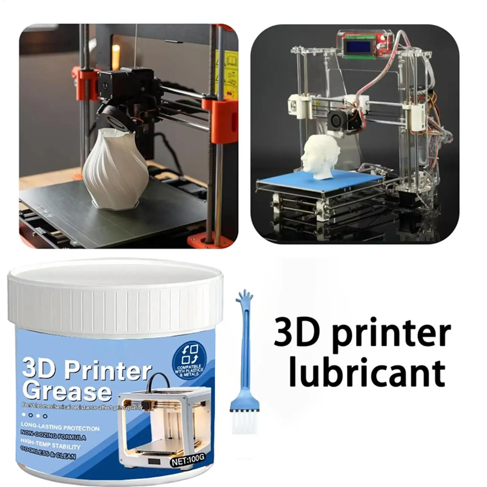 

Смазка для 3D-принтеров 100 г, масло для подшипников с кисточкой, масло для 3D-принтеров, для моделей поездов, двигателей, линейных направляющих, станков
