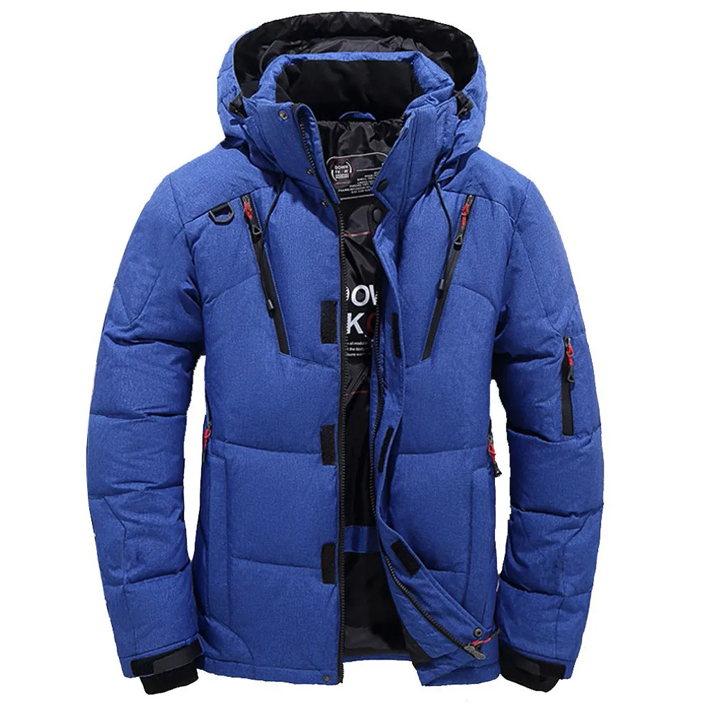 Winter Thickened Men's Down Jacket Climbing Hunting Hooded Warm White Duck Down Coat Men's Casual Lightweight Down Jacket Skiing