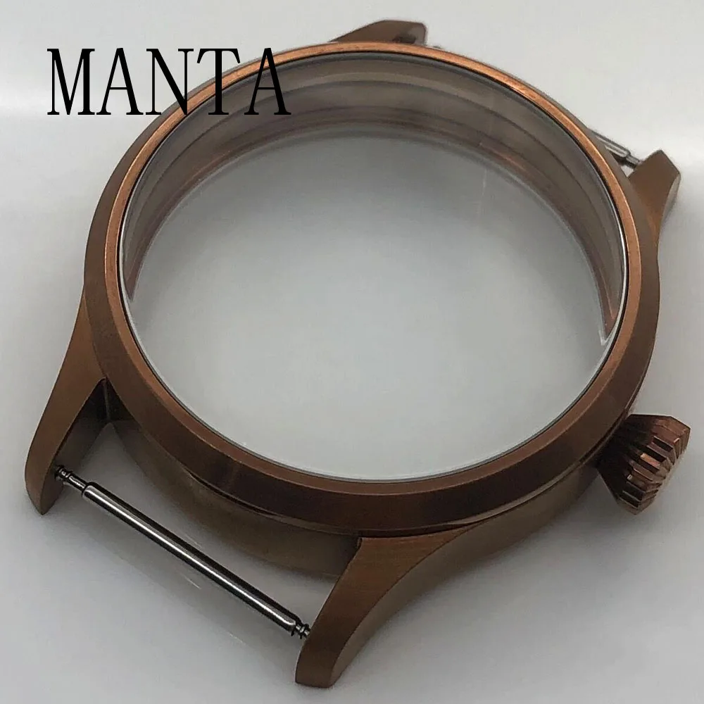 MANTA 42mm Stainless Steel Silver Black Brown Case Sapphire Glass Fit ETA6497/6498 Seagull ST3600 Movement Watch Parts