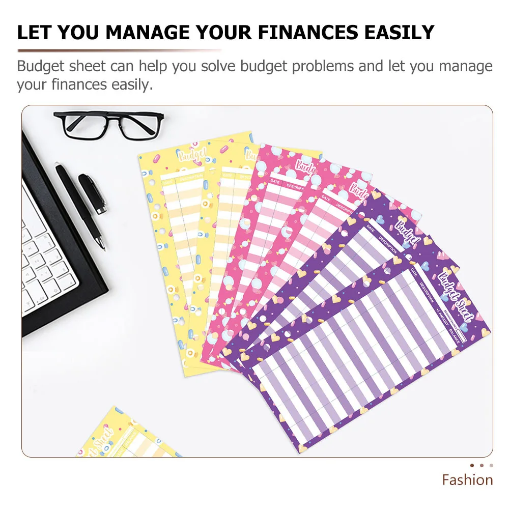 ポータブル予算シート キャッシュバインダー リフィル 50枚 毎日の支出記録カード トラッカー ホームオフィス用品 予算バインダー