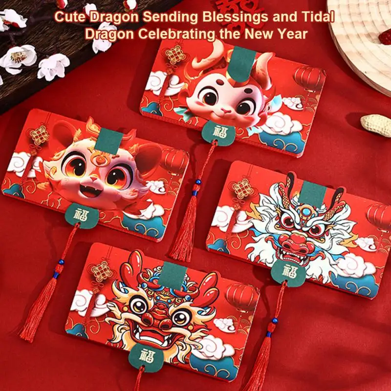 New Year Red Envelope Interesting Spacious Size Not Easy To Break Thicken Durable Lunar New Year 2024 Ritual Red Envelope