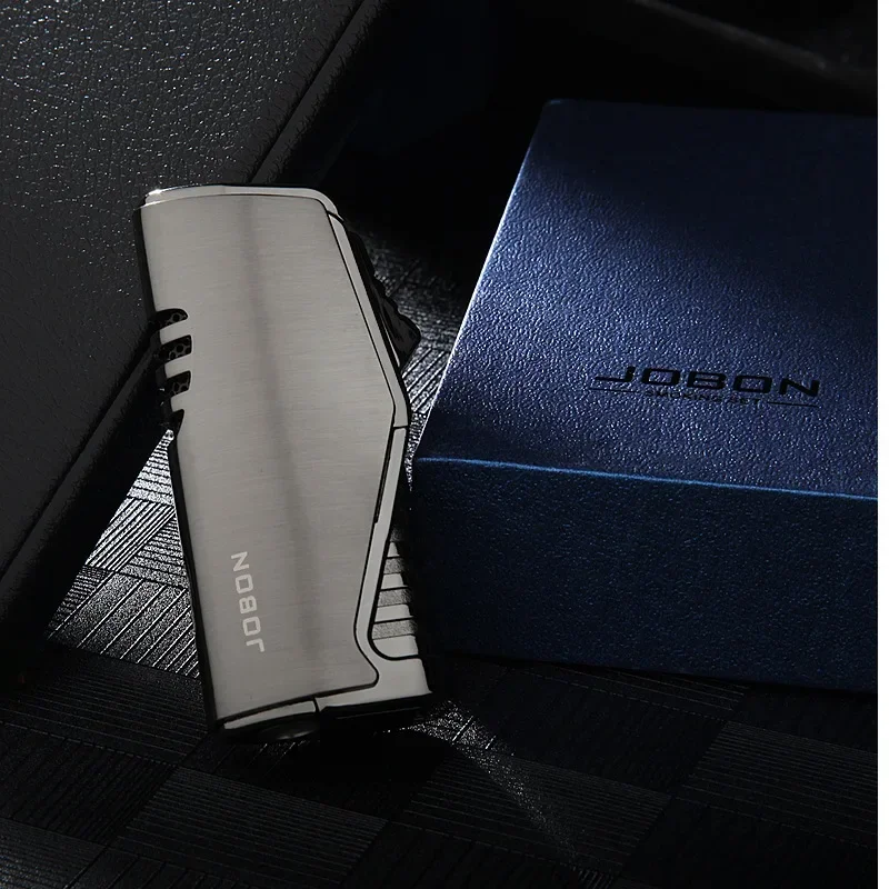 Jobon جديد الثلاثي الشعلة أخف نافذة الغاز المرئية 3 طائرة الغاز ولاعة السيجار توربو يندبروف المعادن بندقية رذاذ الأنابيب أخف هدية #6