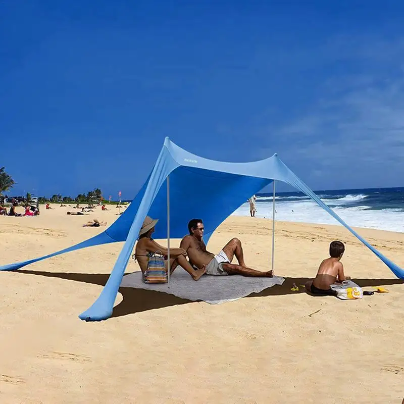 Imagem -03 - Tenda de Praia Familiar Portátil Sombra Design à Prova de Vento Abrigo Solar Upf50 Mais Dossel de Acampamento ao ar Livre com Postes de Alumínio e Bolsa de Transporte