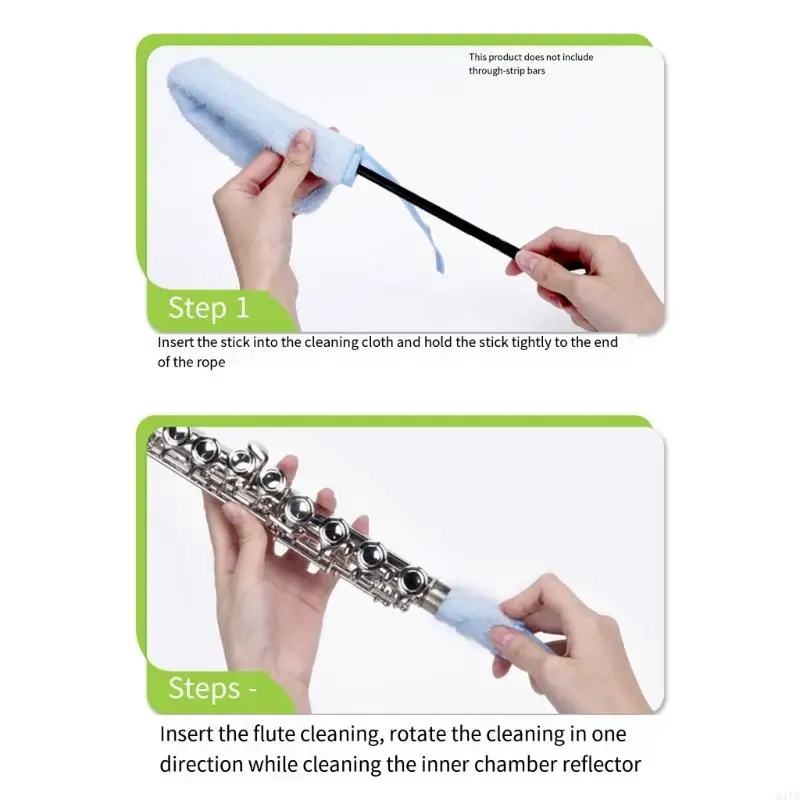 Set of 2 Music Instrument Cleaning Set Absorbent Cloth for Clarinet Flute 