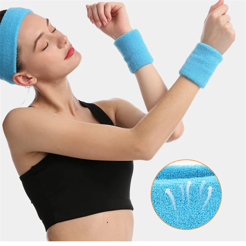 1/2PCS Unisex Cotton Wristbands Terry Cloth Cotton Sweatband Sports Wrist Tennis Yoga Sport Sweat Wrist Band Newest 8x8cm