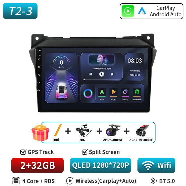 Autoradio Voor SUZUKI Alto Nissan Pixo 2009-2017 GPS Navigatie Android Auto Stereo Multimedia Speler Audio Head Unit 5G 2 DIN