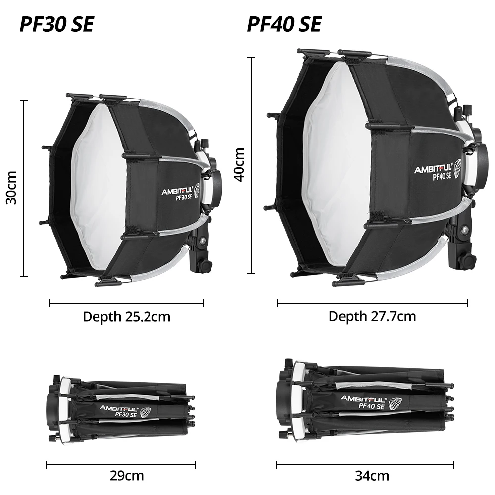 AMBITFUL PF30/PF40 30cm /40cm mini Speedlite Portable Octagon Umbrella Softbox + Honeycomb Grid Outdoor Flash SoftBox for Godox