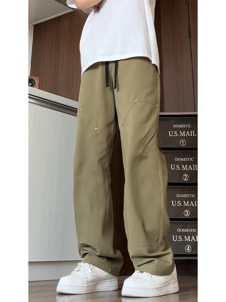 

Американские рабочие брюки в стиле ретро, ​​мужские повседневные длинные брюки прямого кроя, модные брендовые брюки свободного кроя Ame i Trendy